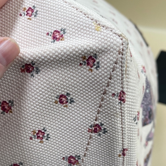 COACH Pink Floral Star Canvas Tote with Purple - Picture 5 of 12